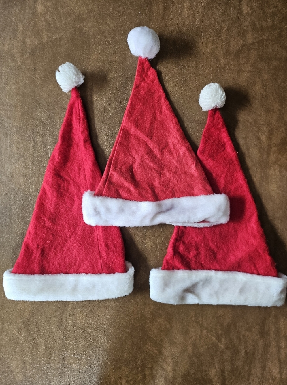 Classic Red Santa Hat with White Trim - Set of 3